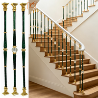 Vente en gros de balustres d'escalier en cristal doré Mg-Aluminium de luxe, style moderne européen, pour villa, escalier intérieur décoratif, livraison rapide