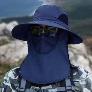 Sombrero de Pescador de Ala Ancha con Protección Solar, Diseño de Fábrica, Poliéster/Algodón, Impermeable, Transpirable, con Máscara Facial Extraíble, para Esquí y Uso Diario - Product Image 2