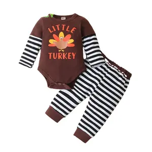 Toptan bebek kıyafetleri 3 adet set yeni gelmesi İlk şükran çocuk giysileri sonbahar giyim seti