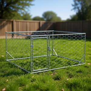 Large Outdoor Dog Kennel Galvanized Steel Pet Cage Durable Lockable Rectangle Shape All Seasons Use - Product Image 2