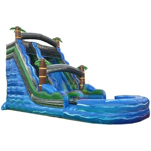 Orient-tobogán inflable con piscina, tobogán de secado al agua, azul