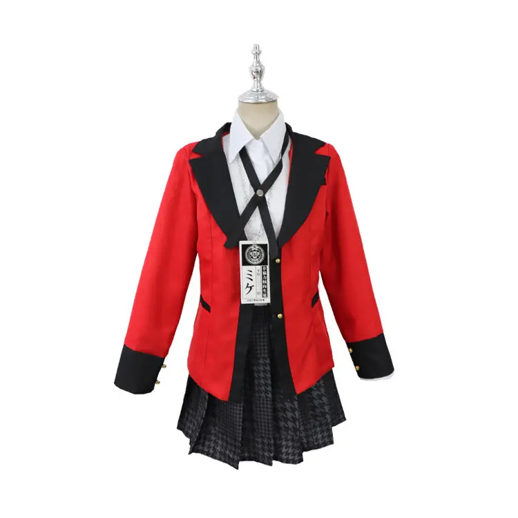 Kakegurui Momobami Ririka Cosplay Anime Costume Halloween Sisters Dress School Girls Uniform Red Jacket