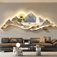 Peinture murale moderne en porcelaine LED avec cristaux et motifs paysagers, décoration de salon, vente en gros, dropshipping