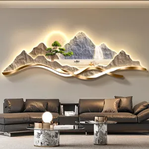 Arte Mural Moderno de Porcelana con Cristales LED y <span class=keywords><strong>Pintura</strong></span> en Aerosol de Paisajes, Decoración para Sala de Estar, Venta al por Mayor, Dropshipping - Product Image 2