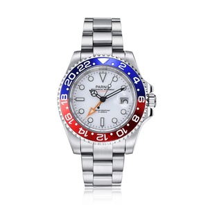 2025年新作 パルニス ステンレススチール 40mm ホワイトダイアル 機械式自動巻き メンズ腕時計 カレンダー オレンジ GMT サファイアクリスタル - Product Image 2