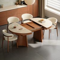 Table à manger ovale extensible moderne de luxe en marbre et bois massif, 4 à 6 places, meubles gain de place pour salle à manger et cuisine