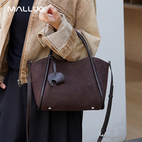 Tas Keranjang Wanita Kulit Asli Suede Berkualitas Tinggi Grosir, Tas Tangan Kulit Frosted Matte Awet, Tas Bucket Wanita