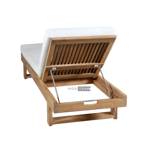 Gamora Daybed offers luxurious outdoor relaxation with adjustable teak design <b>cushioned</b> comfort and timeless poolside elegance - Product Image 3