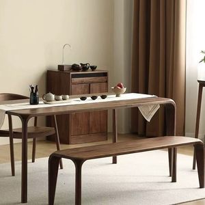 Solid <b>Wood</b> <b>Bench</b> Walnut Color Long <b>Bench</b> Dining Room Furniture Durable - Product Image 2