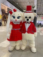 Costume gonflable d'ours pour couple, tenue de marionnette de dessin animé, accessoires de cosplay avec couvre-chef, ours personnalisé
