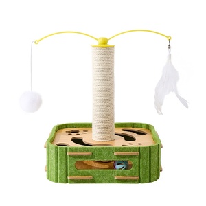 3 in 1 Interactive <strong>Cat</strong> Toy Wooden Puzzle Box with Sisal Scratching Post Feather Teaser Wand for Indoor <strong>Cats</strong> - Product Image 5