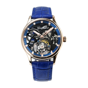 Business Casual Luxury Men's Skeleton Tourbillon Mechanical Watch Scratch-Resistant Sapphire <b>Crystal</b> <b>Top</b>-Grain Leather Strap 50m - Product Image 1