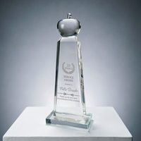 Trophée de bureau en cristal gravé et poli, personnalisé avec logo sur mesure, cadeau d'entreprise de fabricant renommé
