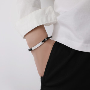 Braccialetto in pelle con treccia personalizzata 3mm - Product Image 4