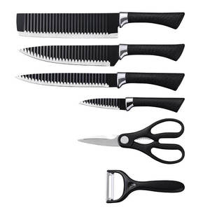 Ensemble de 6 <span class=keywords><strong>couteaux</strong></span> de <span class=keywords><strong>cuisine</strong></span> en acier inoxydable à revêtement antiadhésif noir avec cadeau, nouveauté 2025 - Product Image 2