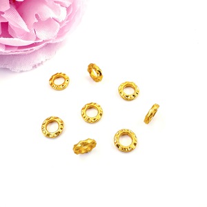 Traditional Sandblasted Gold Wheel <b>Spacer</b> Pads Round Hammered Textured DIY Jewelry Components for Bracelets Necklaces - Product Image 3