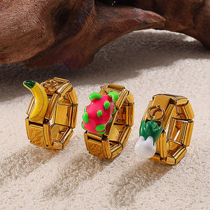 สไตล์เกาหลีชุบทองสแตนเลสสตีลแหวนสำหรับผู้หญิงเครื่องประดับปาร์ตี้รูปทรงเรขาคณิตจี้แหวน JZ139 - Product Image 3