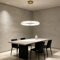 Lustre circulaire moderne en albâtre naturel, design artistique pour salon, salle à manger, villa, hôtel