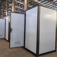 Salle de bain mobile prête à l'emploi en panneaux sandwich modernes avec structure en acier, lavabo, toilettes, extérieur, portable, luxe, garantie 3 ans
