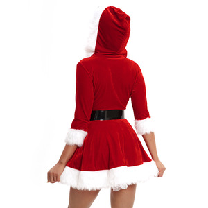 Robe de Noël à capuche pour femmes adultes, en velours rouge et vert, costume de spectacle une pièce, costumes sexy - Product Image 3