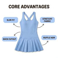 Ensemble de vêtements de sport pour femmes de haute qualité, respirant, à séchage rapide, en spandex/nylon, sans couture, col en V, sans manches, imprimé, combinaison-jupe