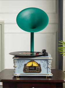 Factory Custom Wooden 3 Speed Vinyl <b>Record</b> <b>Player</b> BT FM Classic Gramophone <b>Retro</b> with Copper Horn Speaker High Fidelity - Product Image 3