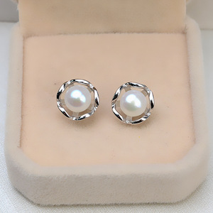 Pendentif couronne en argent S925 simplifié, boucles d'oreilles en perles pour femmes, accessoires de bricolage, plateau vide 1353 - Product Image 1
