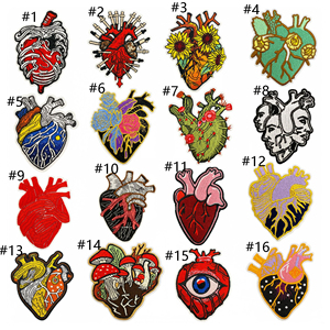 Patchs Cœur Thermocollants en Feutre Non Tissé Brodé Écologique, Style Gothique Bohème Anatomique Fantaisie, pour Chapeaux - Product Image 2