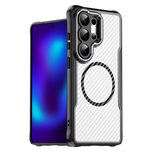Étui de téléphone magnétique en <span class=keywords><strong>fibre</strong></span> de carbone pour Samsung S26 Ultra, coque de protection anti-chute à quatre coins pour Samsung S25 <span class=keywords><strong>Plus</strong></span> - Product Image 1