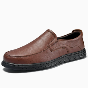 Men Genuine <b>Leather</b> <b>Slip</b> <b>On</b> Loafers Round Toe Cushioned Rubber Outsole Office Casual Dress <b>Shoes</b> All Seasons EVA Midsole - Product Image 3