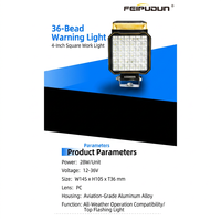 Barre lumineuse d'avertissement LED carrée de 4 pouces, lampe de travail clignotante, 16 perles ambre et blanches pour camion et remorque