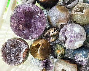 Esfera de amatista de roca <span class=keywords><strong>Natural</strong></span>, esfera de ágata, amatista, Geode, con drusa sonrisa, bolas esféricas de amatista - Product Image 3