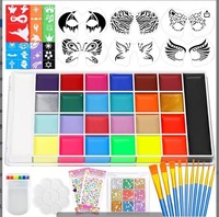 Kit complet de peinture faciale hydrosoluble en gros, logo personnalisé, non toxique, ensemble de peinture corporelle pour Halloween, approvisionnement en vrac