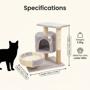 Árbol para Gatos Clásico Pequeño de 2 Niveles con Poste Rascador de Sisal, Cama de Felpa Suave y Condominio con Plataforma de Observación para Gatos de Menos de 5.4 kg - Product Image 6