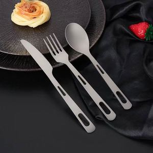 Juego de Cubiertos Portátil de Titanio y Acero Inoxidable, Plateado Mate, Moderno, Reutilizable, con Estuche, Cuchillo y Tenedor, Precio de Fábrica - Product Image 6