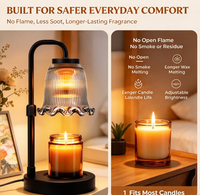 Lampe chauffe-bougie avec minuterie et variateur d'intensité : 3 modes de minuterie, 35W, sécurité anti-brûlure, 4 niveaux de gradation, ambiance romantique - Chauffe-cire