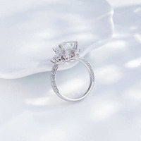 Anello con Diamante Coltivato in Laboratorio a Quattro Punte, Cristallo di Ghiaccio Brillante, in Platino PT950, Gioiello Raffinato per Fidanzamento e Matrimonio