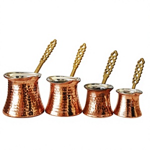 <b>Turkish</b> Coffee <b>Pot</b> With Metal Handle Hammered Finish Vintage Style Without Lid - Product Image 3