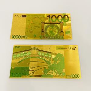 Billet de banque européen en feuille d'or 1000 <span class=keywords><strong>euros</strong></span>, pièce commémorative plaquée or 24 carats, billet de banque en feuille d'or pour collection, <span class=keywords><strong>billets</strong></span> de banque en feuille d'or - Product Image 1