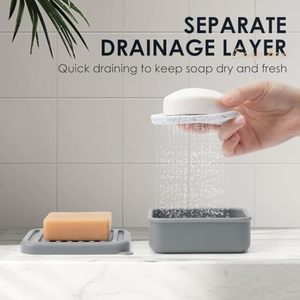 Boîte à <span class=keywords><strong>savon</strong></span> portable en silicone anti-fuite avec couche de drainage, <span class=keywords><strong>porte</strong></span>-<span class=keywords><strong>savon</strong></span> antidérapant auto-drainant pour salle de bain et cuisine - Product Image 2
