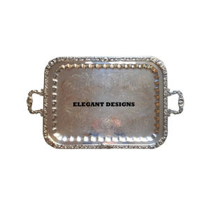 ทำด้วยมือที่สวยงามมีค่าโลหะทองเหลืองถาดให้บริการถาดเสิร์ฟโลหะทองเหลืองสไตล์ที่ดีที่สุดที่ดูดี - Product Image 1