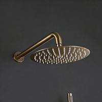 Système de douche pluie mural rond en laiton brossé bronze avec mitigeur pour salle de bain
