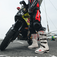 Bottes de moto tout-terrain mi-mollet, tige en TPU, semelle extérieure en caoutchouc, imperméables, respirantes, antidérapantes, protection anti-chute, fermeture à boucle
