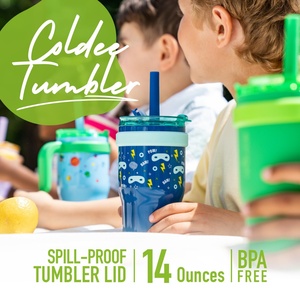 Vaso Térmico de Acero Inoxidable de 14 oz, Antiderrames, con Asa, Pajita Antiderrames, Estilo Minimalista, Ecológico, para Niños, Apto para Agua Hirviendo - Product Image 2
