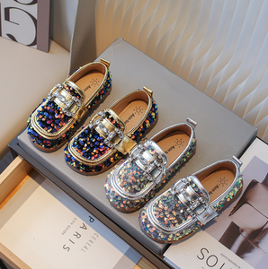 Girls Retro <b>Shoes</b> <b>Soft</b> Comfortable Glitter Loafers on British Style Children <b>Soft</b> Thick Bottom Flats <b>Shoes</b> - Product Image 4