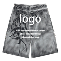 Shorts Baggy Y2K Sombre Peints à la Main avec Rivets et Effet Pulvérisé pour Hommes et Femmes - Ensemble Sportif