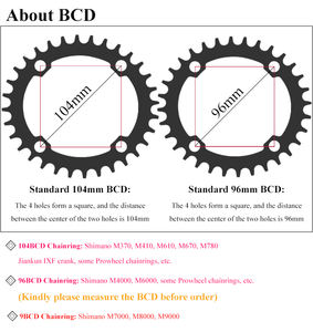 Plateau de chaîne de vélo SNAIL Ultralight AL-7075-T6 104BCD 32/34/36/38T/40T/42T Narrow Wide Round pour VTT/Vélos de Route 8-12 Vitesses 4mm d'épaisseur - Product Image 2