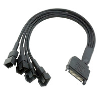 Câble adaptateur d'alimentation ventilateur SATA 4 broches, répartiteur de ventilateur de boîtier PC 15 broches (4x 3/4 broches), 27 cm, gainé, 12V constant, refroidissement pleine vitesse pour imprimante