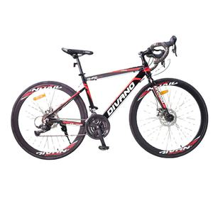 Divano High-End Professional Men's 700C Road Race Bike 24 Velocidades con 21 Engranajes Sistema de Freno de Disco de Horquilla de Acero Negro Rojo Bicicleta - Product Image 1