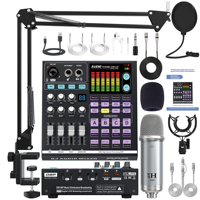 Ensemble d'équipement de podcast SN800, table de mixage audio professionnelle avec microphone à condensateur et casque de monitoring pour l'enregistrement en studio